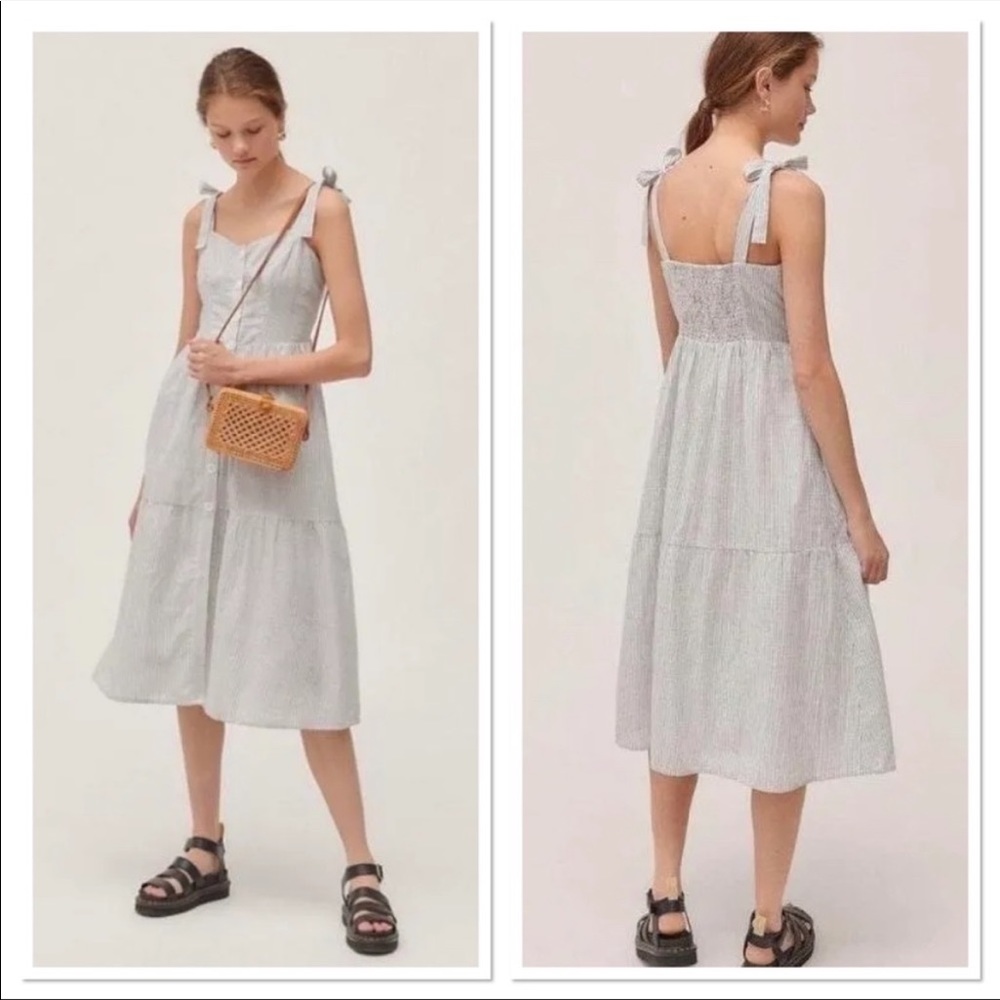 URBAN OUTFITTERS positano stripe button midi dress